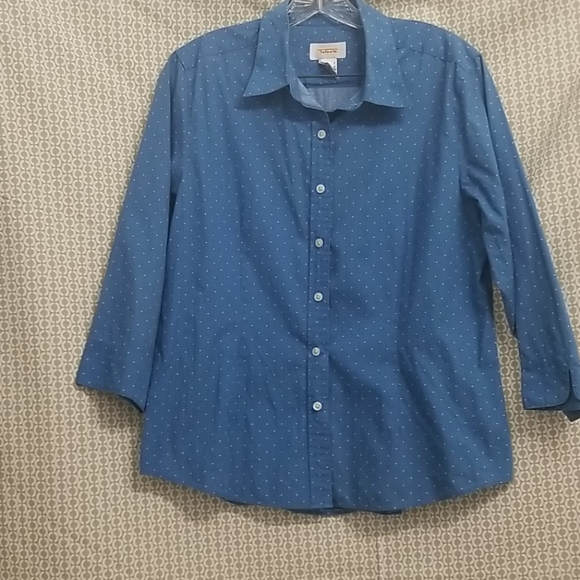 Talbots Tops - Talbots Blue with Yellow polka dots top